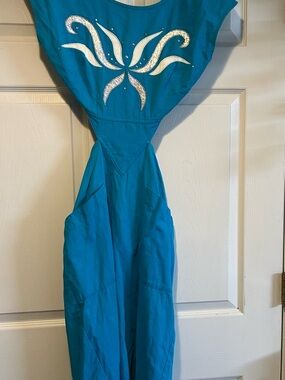 Vintage Y2K 80s and 90s teal party dress